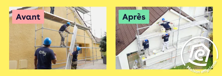 Avant/après d'une isolation thermique extérieure réalisée par Effy