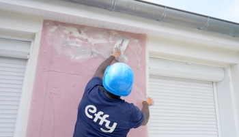 Chantier Effy d'isolation des murs extérieurs avec application d'enduit